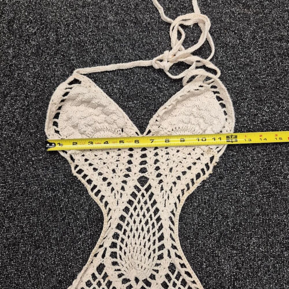 vintage Beachcomber Women's Cream Tan Cotton crochet Swimsuit-one-piece Monokini - Picture 10 of 10